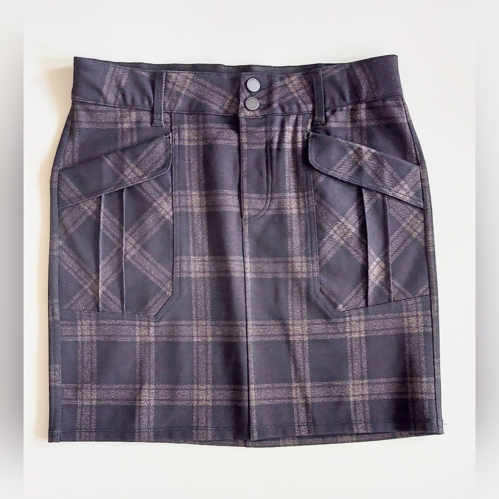 Democracy Ab Solution Ponte Plaid Skirt Size 8 Front Pocket